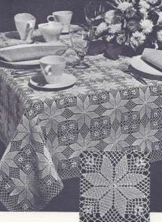 Vintage Crochet PATTERN MOTIF Tablecloth Shining Star  