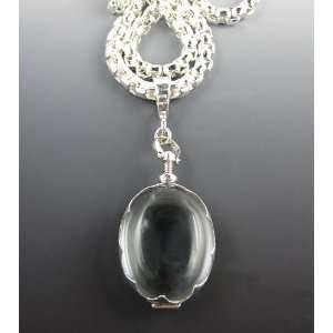  Silver Glass Locket Necklace Jewelry