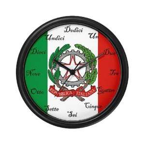  Italian Flag and Crest Italian Wall Clock by  