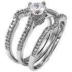 CZ Sterling Silver Triple 3 Three Ring Engagement Ring Set Wedding RD 