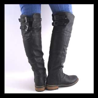 NEW BLACK KNEE HIGH LUG SOLE RIDING BOOTS  