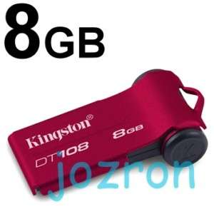 Kingston DT108 8GB 8G USB Flash Pen Drive Flip Disk Red  