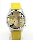 yellow mickey mouse lovely smiling face mirror stone quartz watch