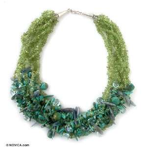  Turquoise and peridot necklace, Jungle River Jewelry