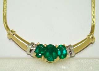 Emerald & Diamond Necklace in 14kt Gold Elegance!  