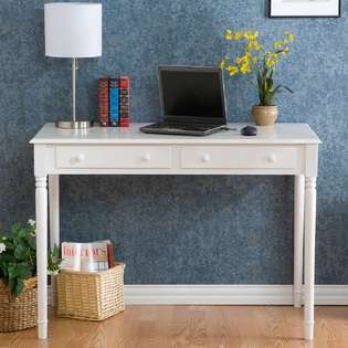 FurnitureMaxx Wood Writing Computer Desk for Home Office, White Finish 