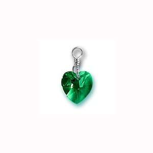  Charm Factory Emerald Swarovski Crystal Heart Charm: Arts 