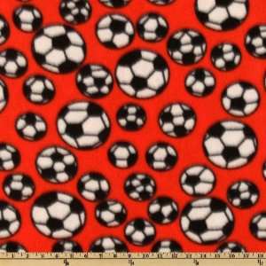  60 Wide Sports Fleece Soccer Balls Orange Fabric By The 