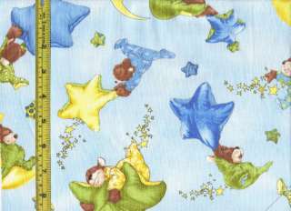 South Sea Blue Moonbeam in Jar Bear Star Pillow Fabric  