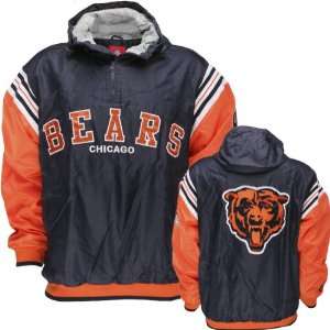  Chicago Bears Half Zip Pullover Hooded Jacket: Sports 