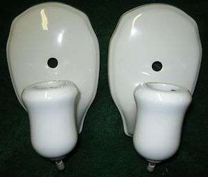 Pair Porcelain Antique Bathroom Light Sconces # 11 12  