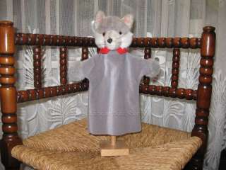 Steiff German Hand Wolf Hand Puppet 6474/27 With Stand NO ID  