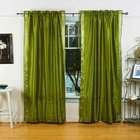 Indian Selections Olive Green 84 inch Rod Pocket Sheer Sari Curtain 