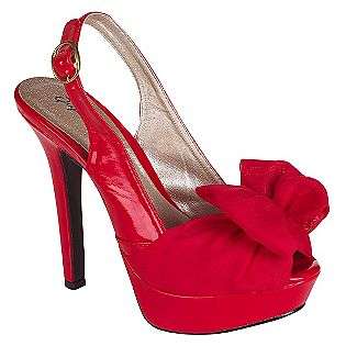 Qupid Womens Zega Bow Peep Toe Sling   Red