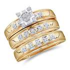   com Trio Diamond Rings Bridal Set Engagement Wedding Yellow Gold .33ct