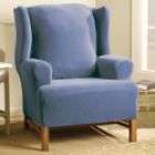 Sure Fit Stretch Pearson Federal Blue Wing Chair Slipcover