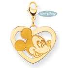  14k Yellow Gold Heart Pendants Mickey Mouse Jewelry   Gold plated 