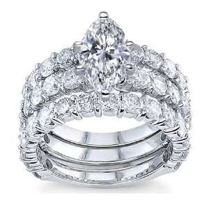 44 Total Carat Marquise & Round Diamond Bridal Set in 18k Gold 1.00 