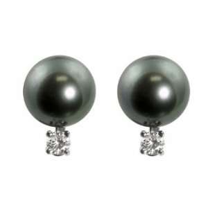  14k white gold 9 10mm Tahitian cultured pearl and diamond 