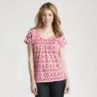 Basic Editions Womens Smocked Scoop Neck T Shirt