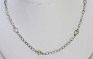 Judith Ripka SS 18K Gold Long Heart Link Chain 34  