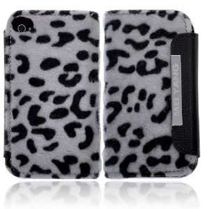  Gray Leopard Pattern Luxury Leather Case for iPhone 4 