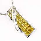 Royal Jewelry Ladies Diamond & Yellow Sapphire Necklace in 14K White 