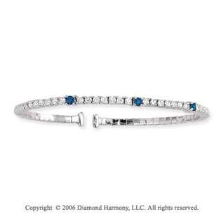 Diamond Harmony Jewelry 14k White Gold 3 Blue Sapphire Diamond Bangle 