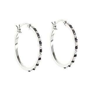   Diamond Accent Hoop Earrings in Platinum over Sterling Silver  Diamond