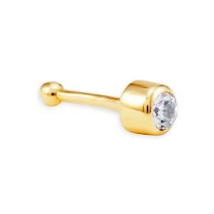 New 20g White CZ 14k Yellow Gold Jewelry Stud Nose Ring Jewelry