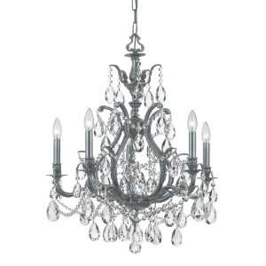 Crystorama Clear Hand Cut Crystal Chandelier 5 Lights   Pewter   5575 