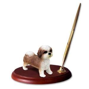  Shih Tzu Puppy Cut Dog Desk Set   Brown & White: Home 
