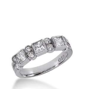  Diamond Wedding Ring 3 Princess Cut 0.20 ct 8 Round Stone 
