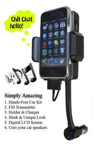 FM Transmitter & Hands Free Kit for Apple iPhone 4S  Holder & Charger