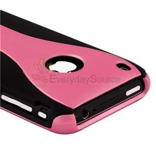   BLACK 3 PIECE RUBBER HARD HYBRID CASE COVER for APPLE iPHONE 3G S 3GS