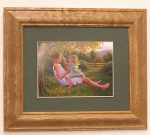 Robert Duncan girls swinging on a swing picture framed  