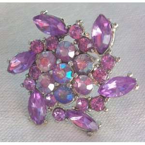   Large Purple and Silver Crystal Stone Fashion Costume Ring: Everything