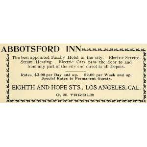 1898 Ad Abbotsford Inn Hotel Los Angeles C. A. Tarble   Original Print 