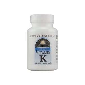  Vitamin K 500 mcg 200 Tablets   Source Naturals Health 