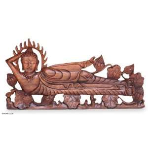 Wood wall panel, Buddha Enters Nirvana 