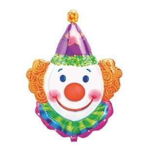    Smiling Clown Face Purple Orange 33 Mylar Balloon: Toys & Games
