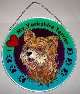 Stained Glass Suncatcher Love My Yorkshire Terrier Dog  