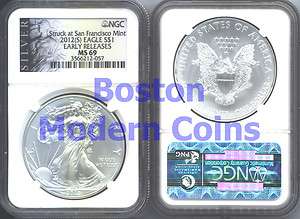   NGC MS69 Early Release Silver Eagle Struck San Francisco Liberty Label