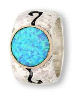 925 Sterling silver fire blue OPAL gemstone jewelry RING size sz 5 6 7 