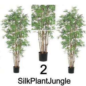 lot of 2 Silk Artificial Potted 5 foot 8 inch Bamboo Palm Tree 