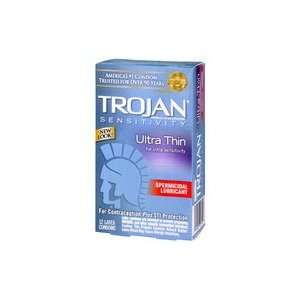  Trojan Ultra Thin Lubricated Latex Condoms, Spermicidal 12 