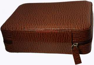 Watch Travel Case,Leather, Brown Arctic Shark Pattern  