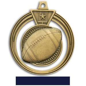 Hasty Awards 2.5 Eclipse Custom Football Medals GOLD MEDAL/NAVY RIBBON 
