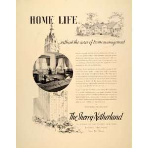 1938 Ad Sherry Netherland Tower Apartments Rental NY   Original Print 