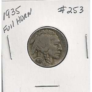  1935 Buffalo Nickel in 2x2 holder #253 Full Horn 